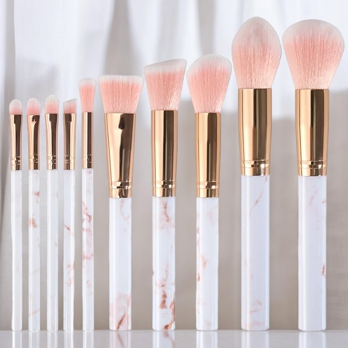 10 Pieces Pink Multifunctional Makeup Brushes