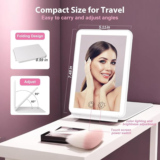 Foldable Touch Screen Makeup Mirror